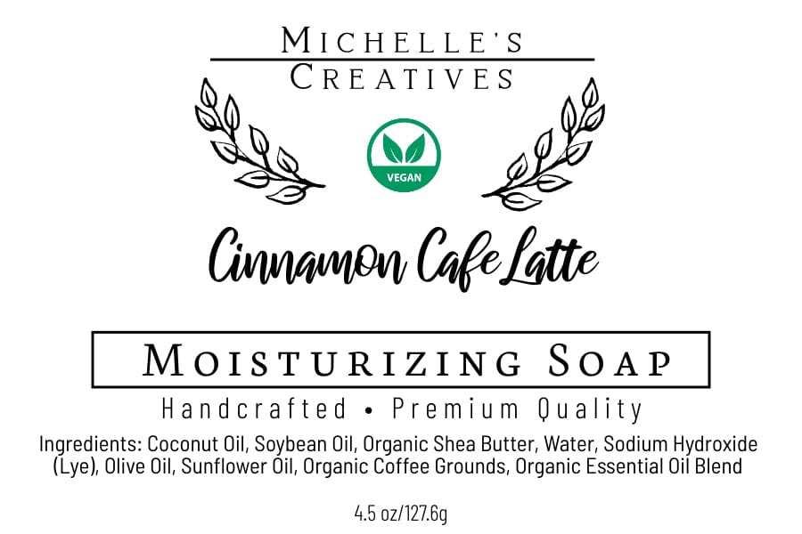 Michelle's Creatives Bar Soap Full Size Bar (4.5 oz) Aprox. Organic Cinnamon Latte Bar Soap
