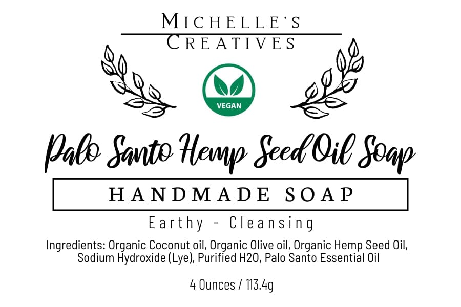 Michelle's Creatives Bar Soap Palo Santo Hemp Seed Oil Soap PSLO-SANTO-HEMP