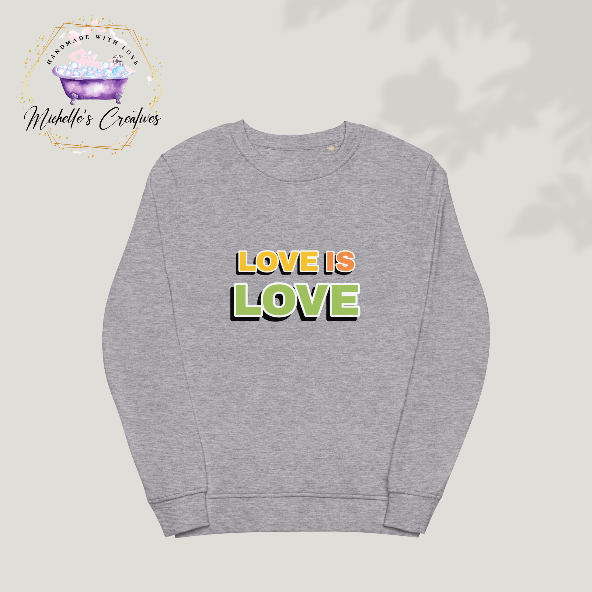 Michelle's Creatives Grey Melange / S Unisex organic "Love is Love" sweatshirt | Shirt 3304364_12714