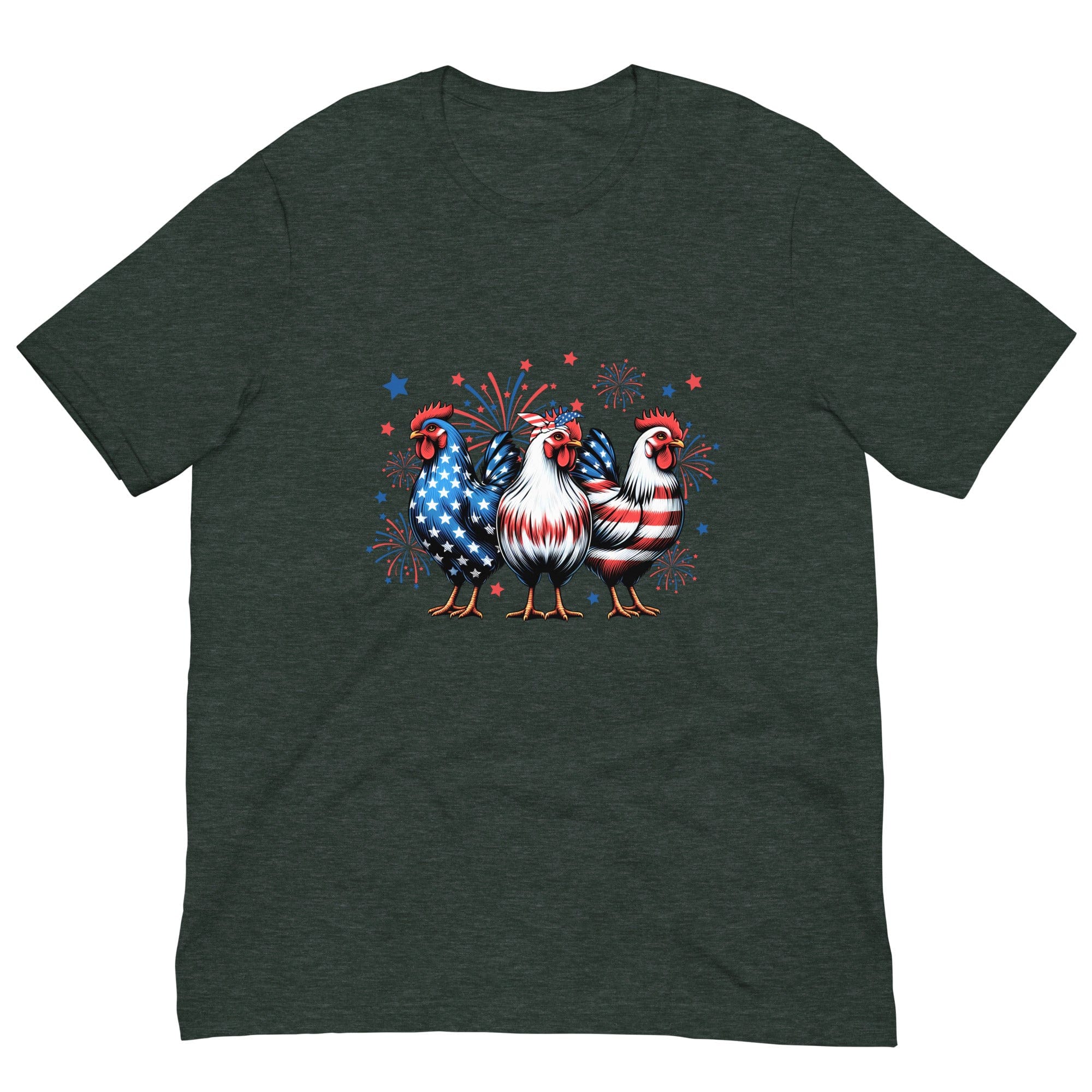 Michelle's Creatives Heather Forest / S Unisex Patriot Chicken Cartoon t-shirt 1198739_8488