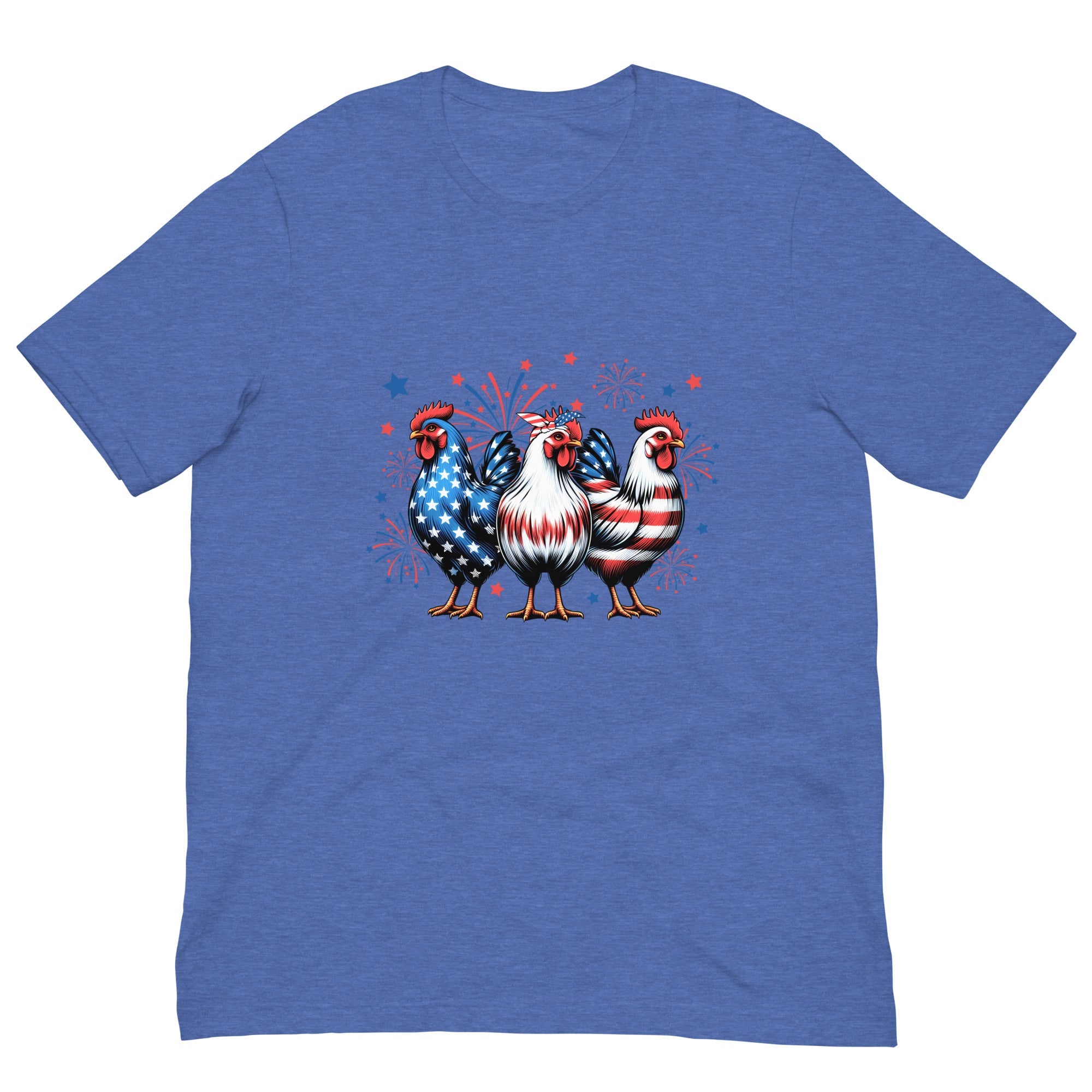 Michelle's Creatives Heather True Royal / S Unisex Patriot Chicken Cartoon t-shirt 1198739_8530