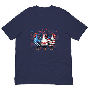 Michelle's Creatives Navy / XS Unisex Patriot Chicken Cartoon t-shirt 1198739_9546