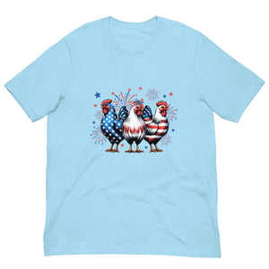 Michelle's Creatives Ocean Blue / S Unisex Patriot Chicken Cartoon t-shirt 1198739_4116