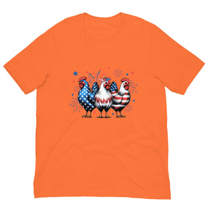 Michelle's Creatives Orange / XS Unisex Patriot Chicken Cartoon t-shirt 1198739_9549