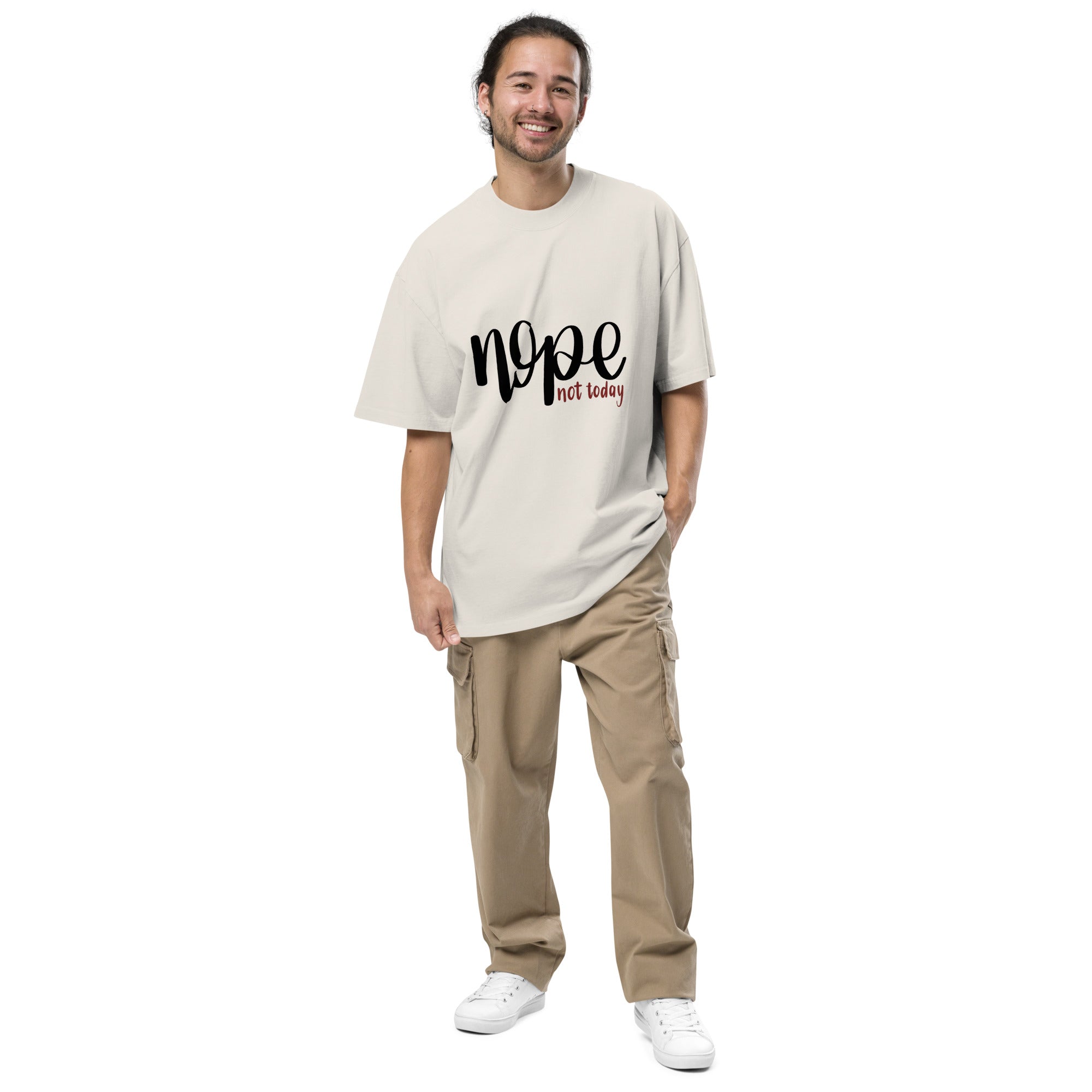 Michelle's Creatives Oversized Unisex Faded "Nope Not Today" T-Shirt