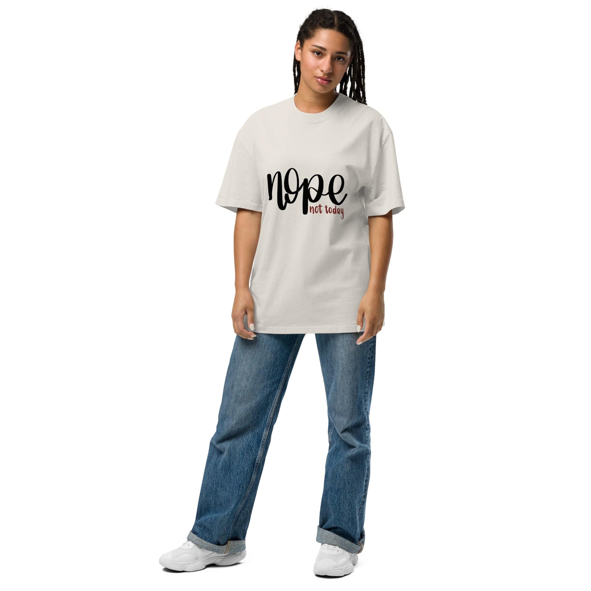 Michelle's Creatives Oversized Unisex Faded "Nope Not Today" T-Shirt