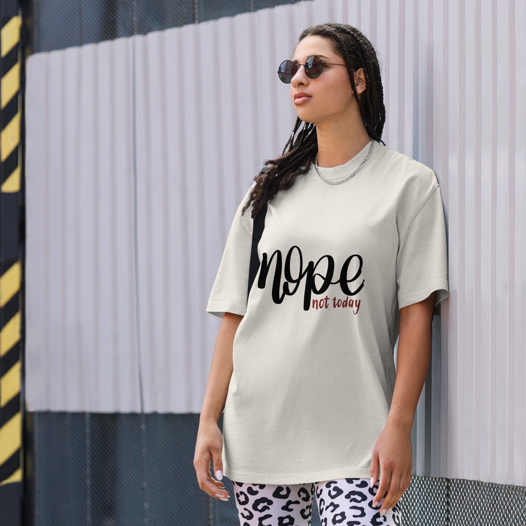 Michelle's Creatives Oversized Unisex Faded "Nope Not Today" T-Shirt