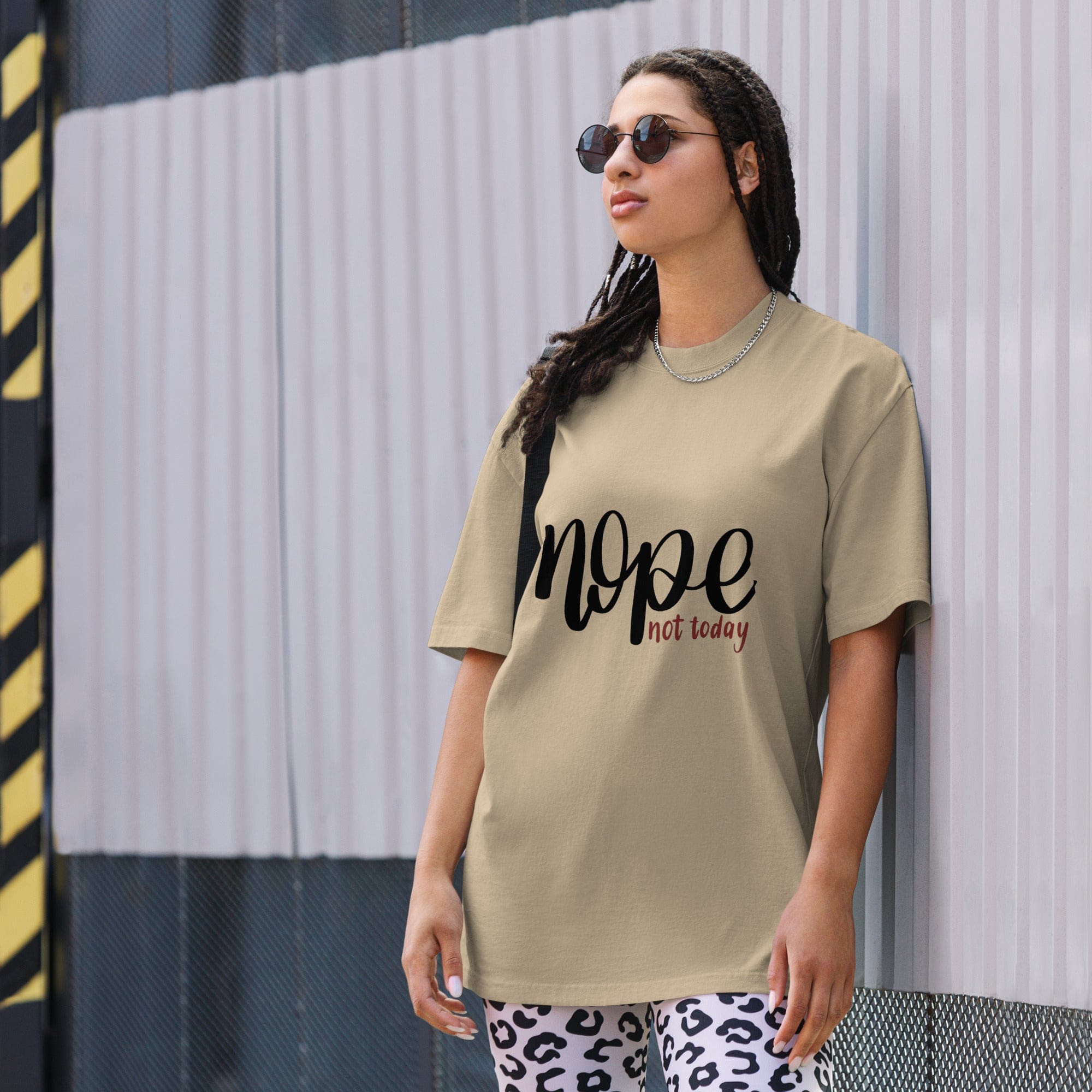 Michelle's Creatives Oversized Unisex Faded "Nope Not Today" T-Shirt