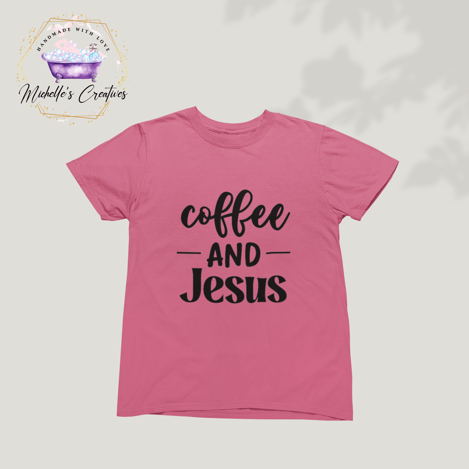 Michelle's Creatives T-shirt Small / Safety Pink ☕🙏 Introducing the Coffee AND Jesus Unisex T-shirt! 🙏☕ COFFEE-AND-JESUS-TSHIRT-3