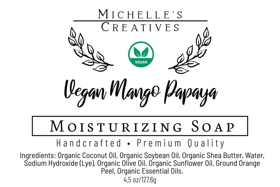 Michelle's Creatives Vegan Mango Papaya Handmade Soap MANGO-PAPAYABARS