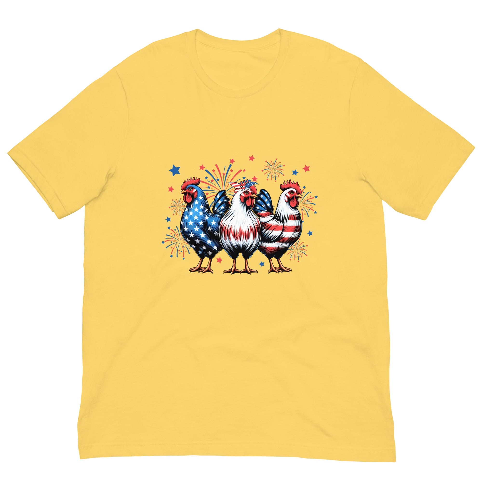 Michelle's Creatives Yellow / S Unisex Patriot Chicken Cartoon t-shirt 1198739_4181