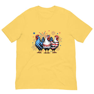 Michelle's Creatives Yellow / S Unisex Patriot Chicken Cartoon t-shirt 1198739_4181